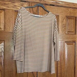 Notations Tan Striped Blouse